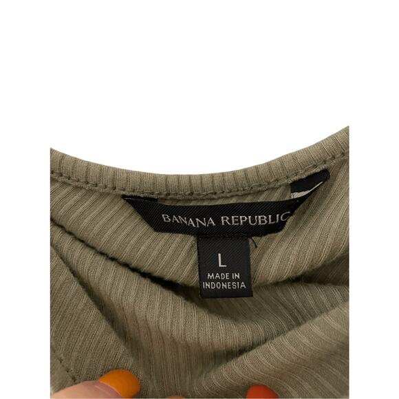 Banana Republic Tate Olive Green Ribbed Modest ONE-SHOULDER DRESS Sz L - Picture 6 of 8